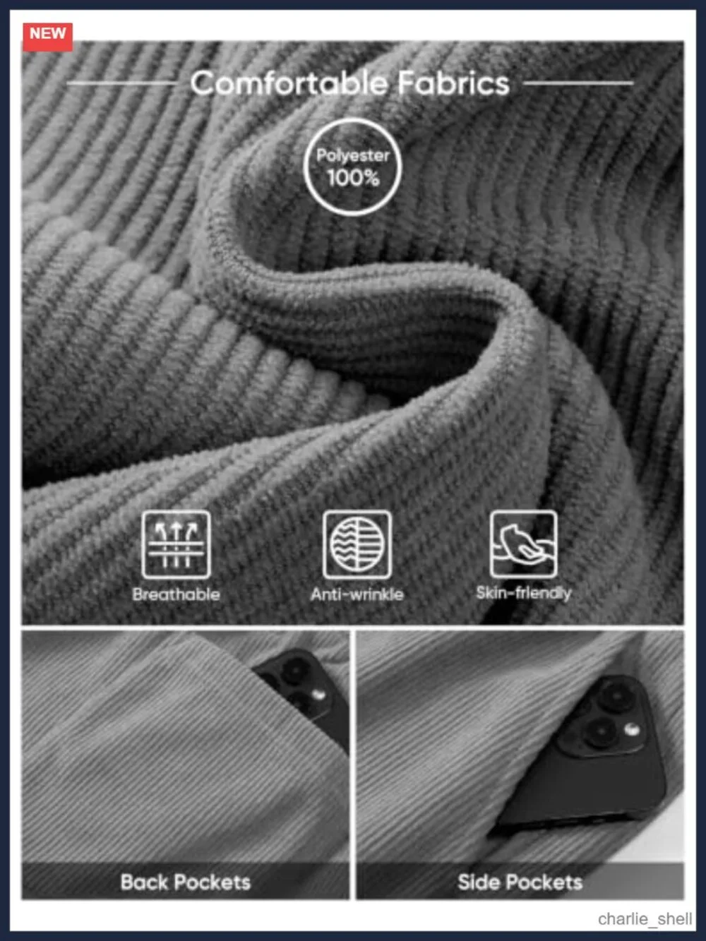 Men's Corduroy Fleece Lined Wide Leg Baggy Sweatpants Barrel Joggers